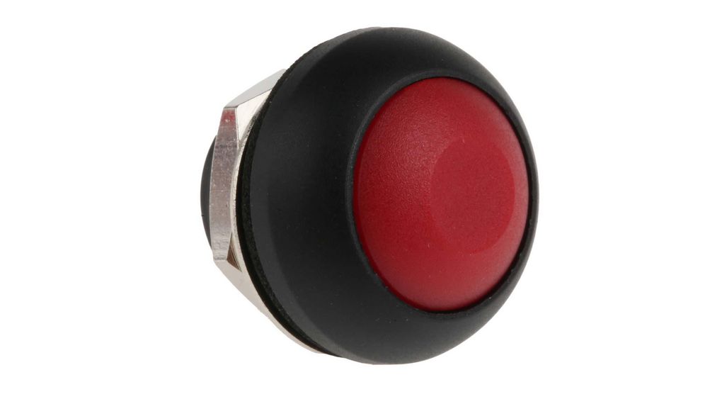 Pushbutton Switch Momentary Function 1NC, 14mm Panel Mount Black / Red